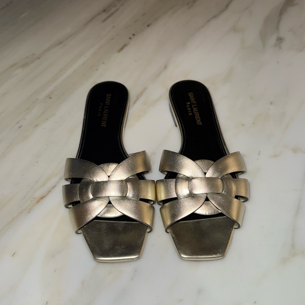 Saint Laurent Gold Sandals